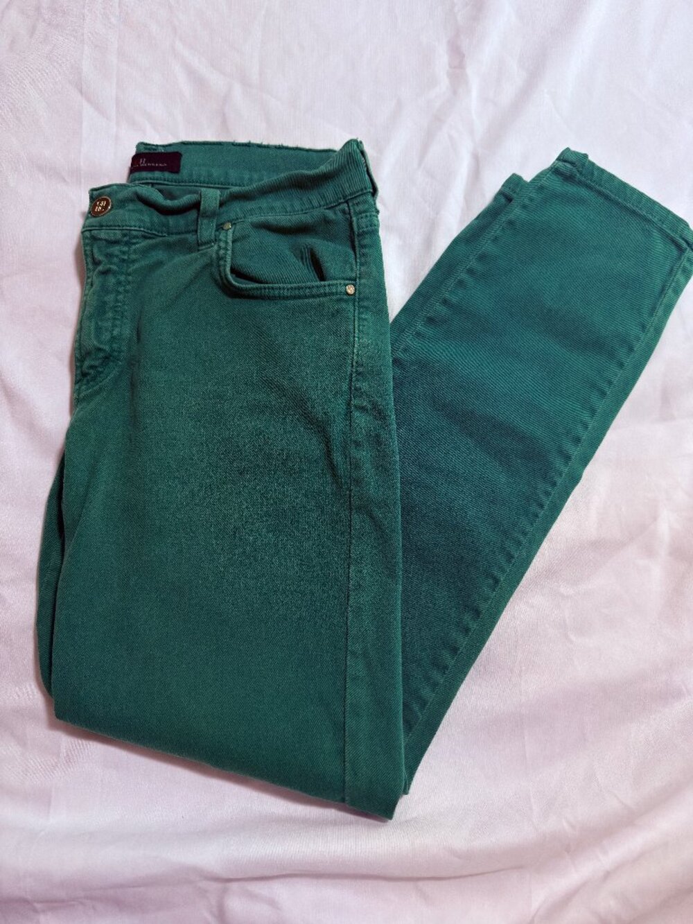 CH Carolina Herrera Green Corduroy Skinny Jeans Pants Womens Size 8 Slim Fit